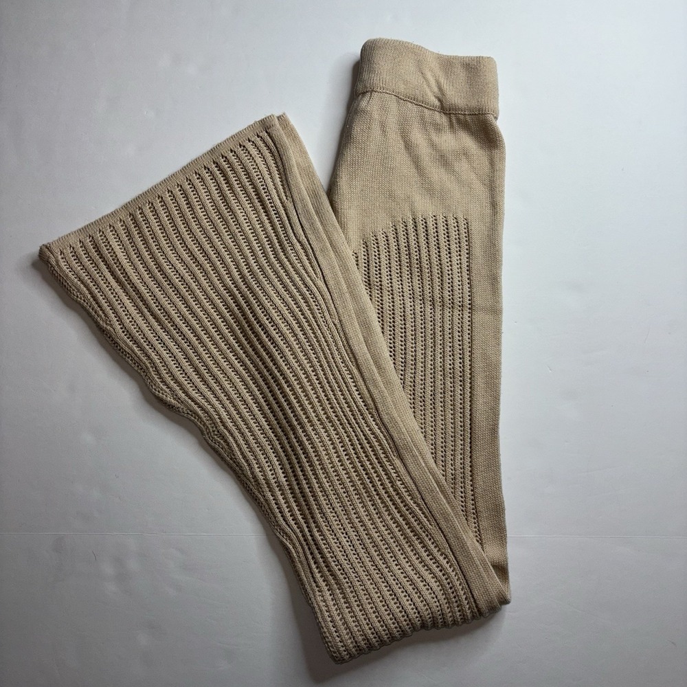 Edikted Ray Cable Knit Flared 9" Rise Pants Women's Size Small S 35" Inseam